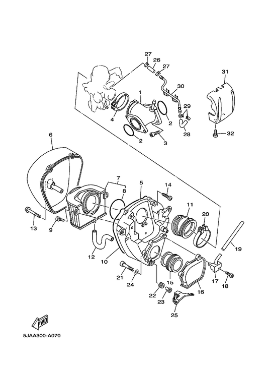 Yamaha 93210-505A4 O-Ring — shown on the Intake parts diagram