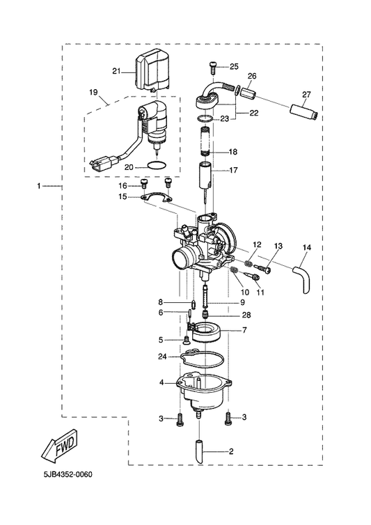 Yamaha 5EU-E4331-00 . Spring, Throttle Valve — shown on the Carburetor parts diagram