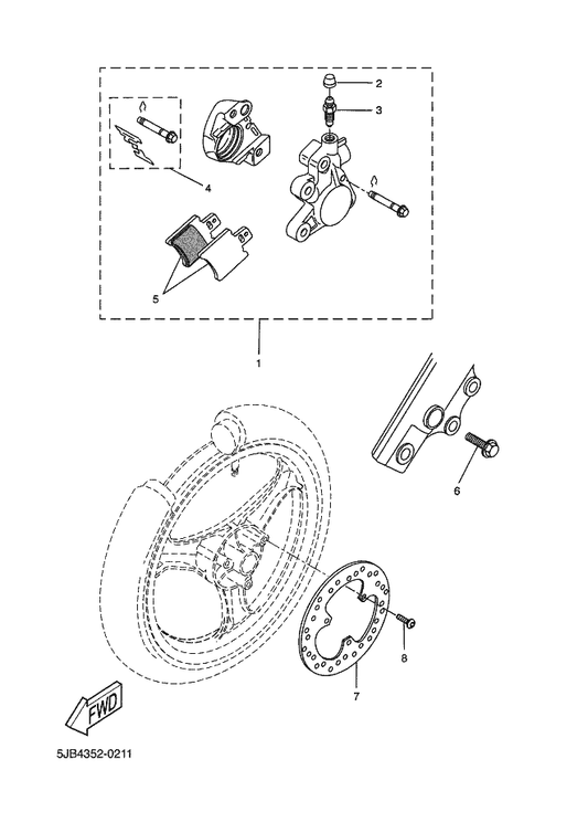 Yamaha 5EU-F5831-00 Disc, Brake — shown on the Front Brake Caliper parts diagram