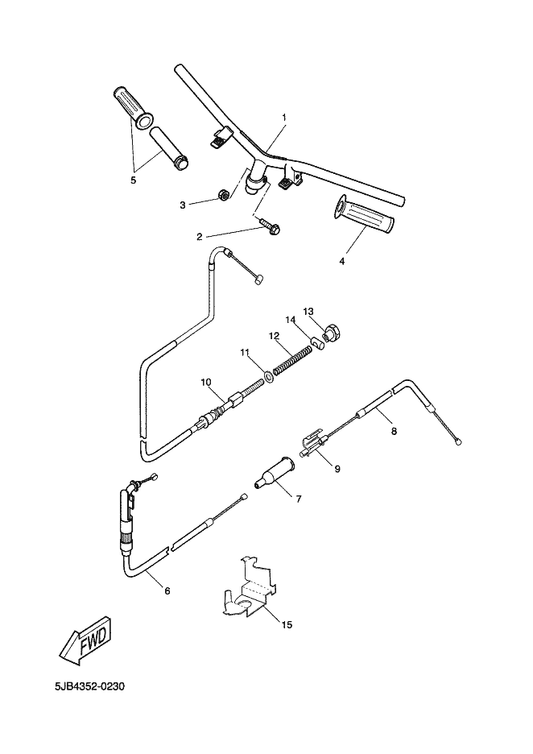 Yamaha 5EU-F6110-00 Handle Comp. — shown on the Steering Handle & Cable parts diagram