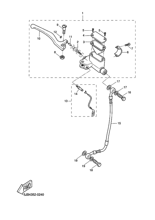 Yamaha 5BK-F5854-00 . Diaphragm, Reservoir — shown on the Front Master Cylinder parts diagram