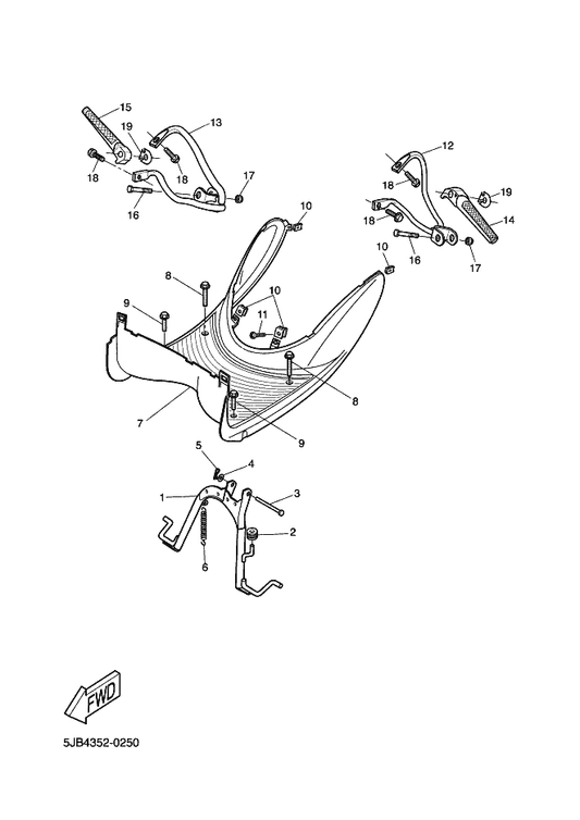 Yamaha 5EU-F7111-10 Stand, Main — shown on the Stand & Footrest parts diagram