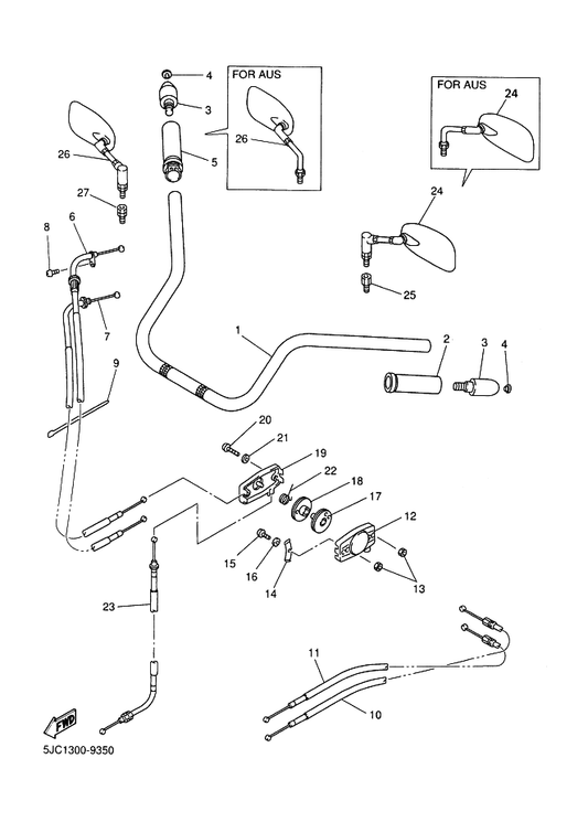 Yamaha 4XY-26240-00 Grip Assy — shown on the Steering Handle & Cable parts diagram