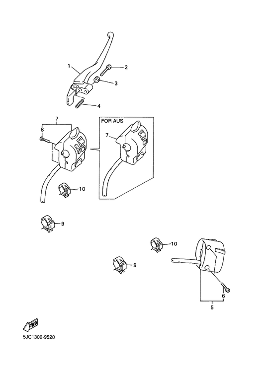 Yamaha 90501-10510 Spring, Compression — shown on the Handle Switch & Lever parts diagram