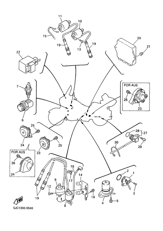 Yamaha 4XY-82310-10 Ignition Coil Assy — shown on the Electrical 2 parts diagram