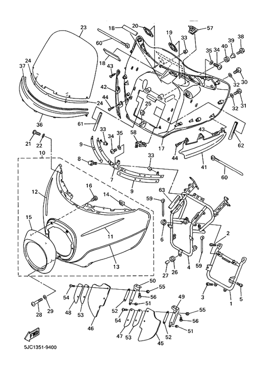 Yamaha 91317-08014 Bolt — shown on the Cowling 1 parts diagram