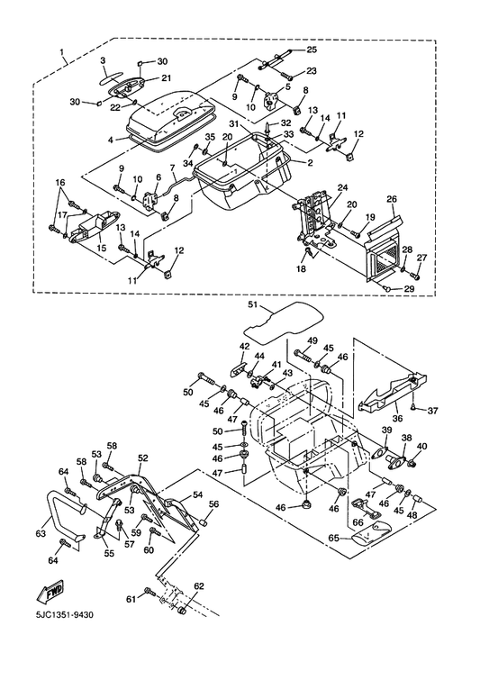 Yamaha 95307-08800 Nut — shown on the Saddlebag 2 parts diagram