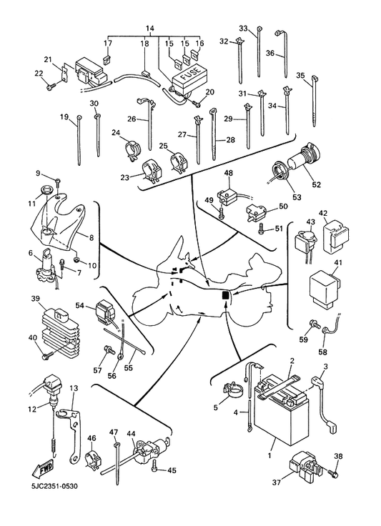 Yamaha 1NL-82151-00 . Fuse — shown on the Electrical 1 parts diagram
