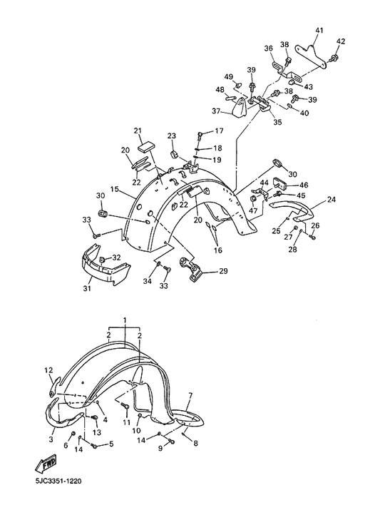 Yamaha 90446-07114 Hose — shown on the Fender parts diagram