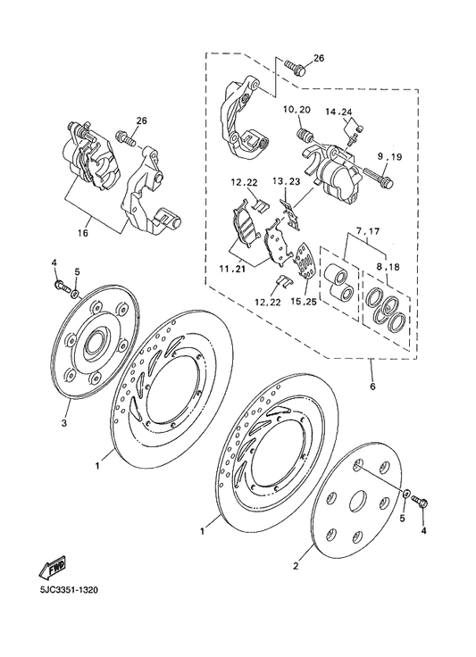 Yamaha 4WM-W0045-00 . Brake Pad Kit — shown on the Front Brake Caliper parts diagram