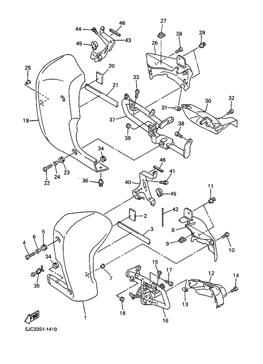 Yamaha 4XY-2835N-00 Body, Rear 1 — shown on the Cowling 2 parts diagram