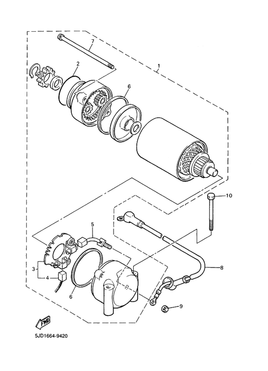 Yamaha 4KM-81815-00 Cord, Starter Motor — shown on the Starting Motor parts diagram