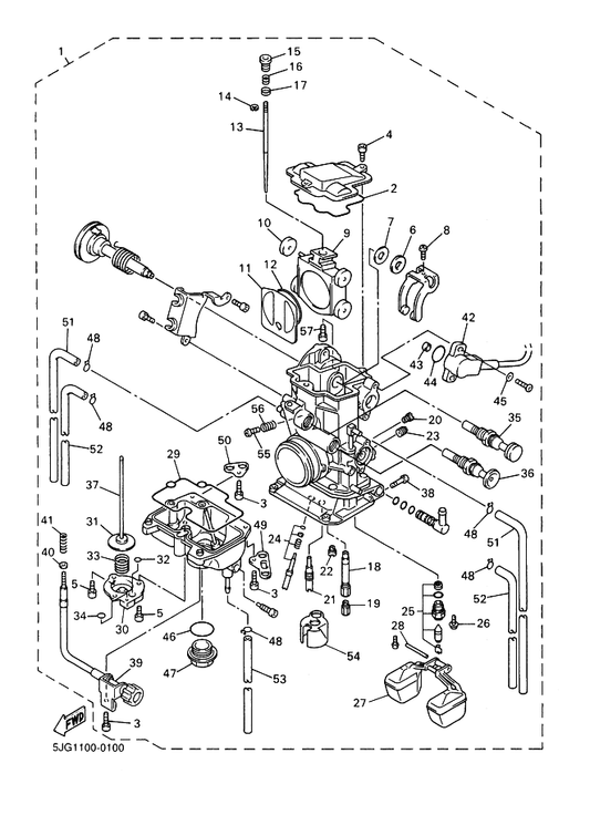 Yamaha 4MX-14943-88 . Jet, Main (#152) — shown on the Carburetor parts diagram