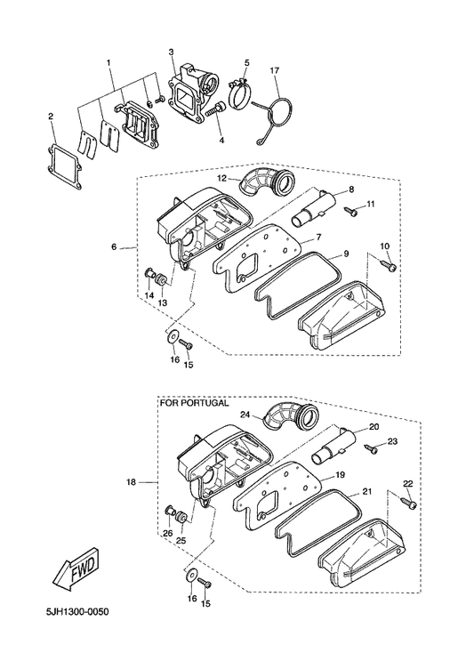 Yamaha 5FX-E4410-01 Air Cleaner Assy. — shown on the Intake parts diagram