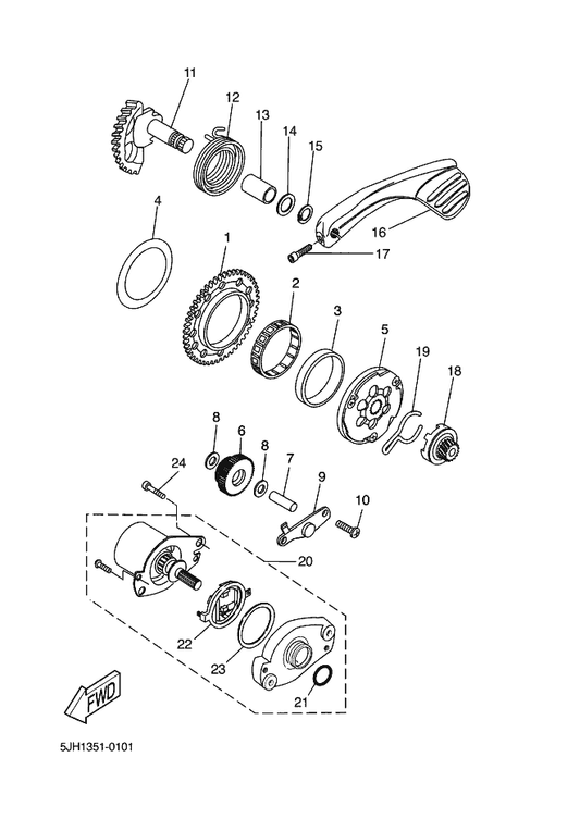 Yamaha 3VL-E5532-00 Plate, Idle Gear — shown on the Starter parts diagram