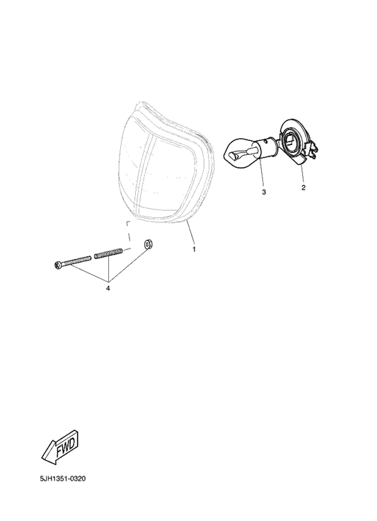 Yamaha 5JH-H4320-00 Lens Assy — shown on the Headlight parts diagram