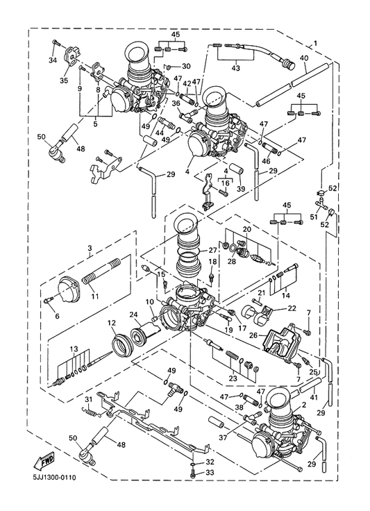 Yamaha 4XV-90445-00 . Hose — shown on the Carburetor parts diagram