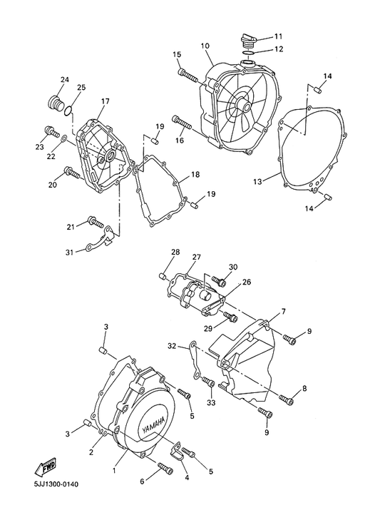 Yamaha 4XV-15461-00 Gasket, Crankcase Cover 2 — shown on the Crankcase Cover 1 parts diagram