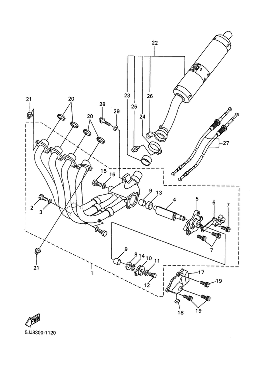 Yamaha 90387-106U7 . Collar — shown on the Exhaust parts diagram