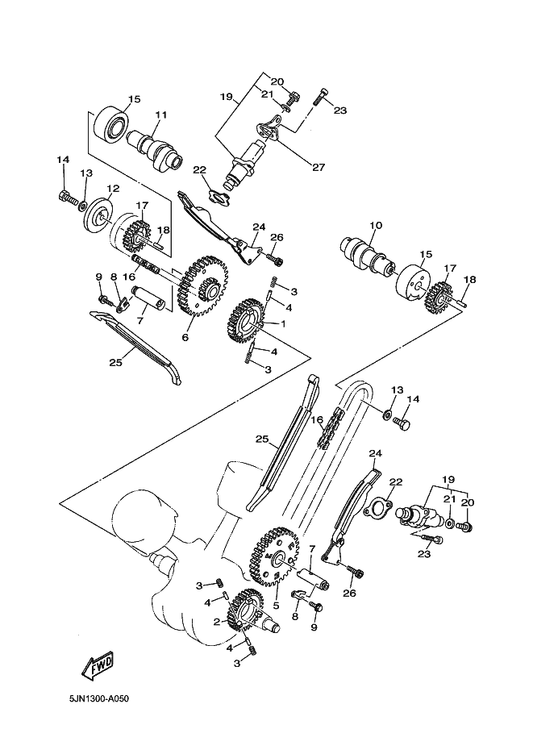 Yamaha 5EL-12228-00 . . Bolt — shown on the Camshaft & Chain parts diagram
