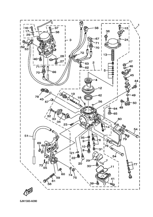 Yamaha 5EL-14987-00 . Hose — shown on the Carburetor parts diagram