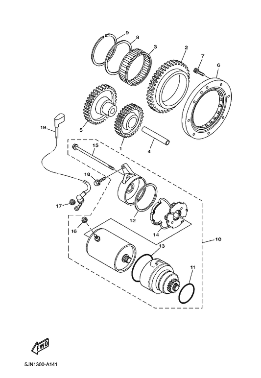 Yamaha 5A8-81840-10 . Brush Holder Assy — shown on the Starter parts diagram