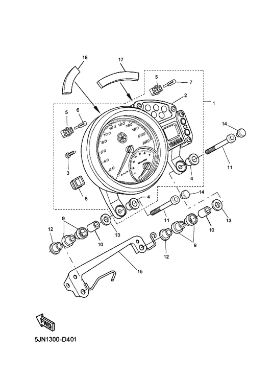 Yamaha 5BR-H3534-00 . Socket — shown on the Meter parts diagram