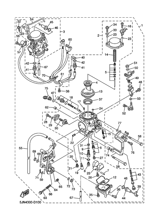 Yamaha 3G2-1423E-51 . . Jet, Main (#128.8) — shown on the Carburetor parts diagram