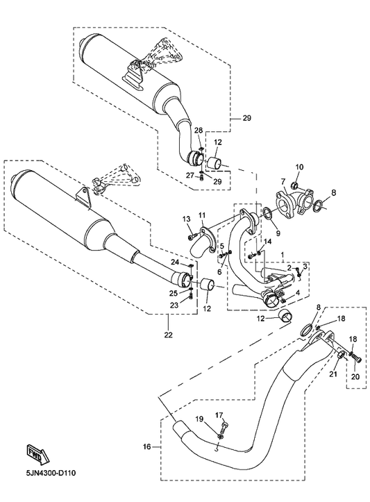 Yamaha 3VD-14755-00 . Gasket, Silencer — shown on the Exhaust parts diagram