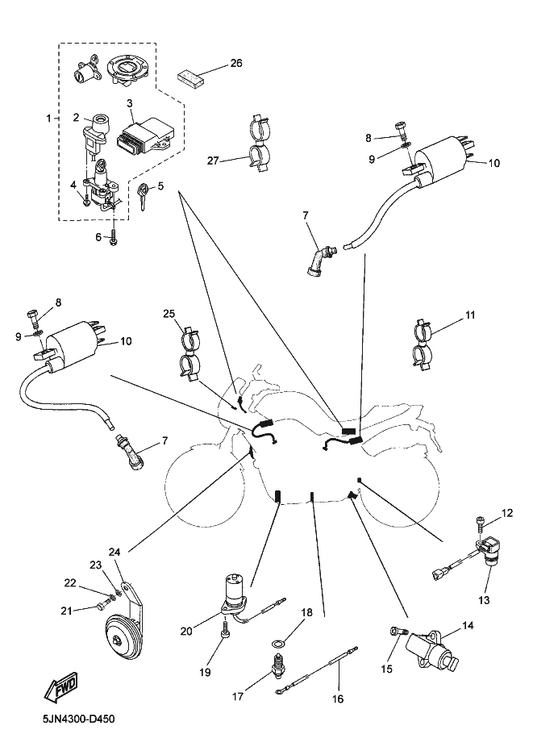 Yamaha 5EL-82370-00 Plug Cap Assy — shown on the Electrical 1 parts diagram