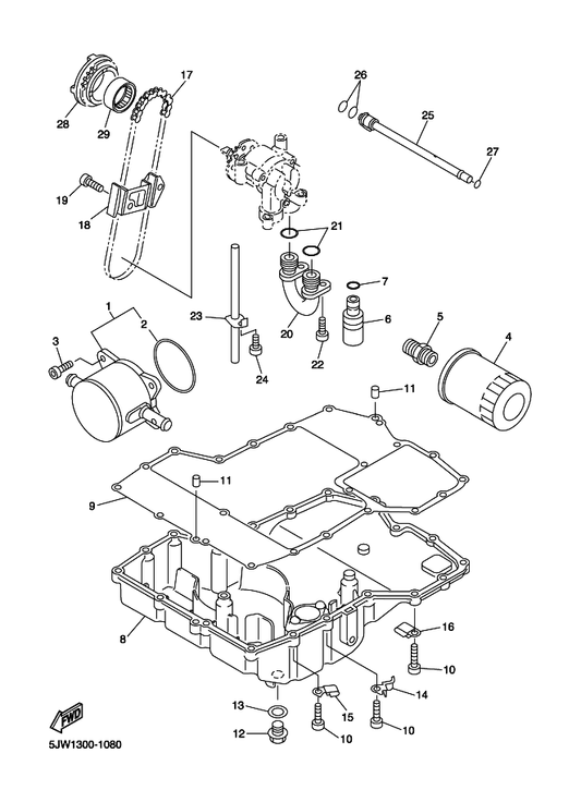 Yamaha 93315-23607 Bearing — shown on the Oil Cooler parts diagram
