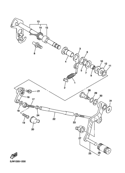 Yamaha 90508-32142 . Spring, Torsion — shown on the Shift Shaft parts diagram