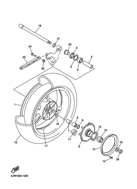Yamaha 92903-20600 Washer — shown on the Rear Wheel parts diagram