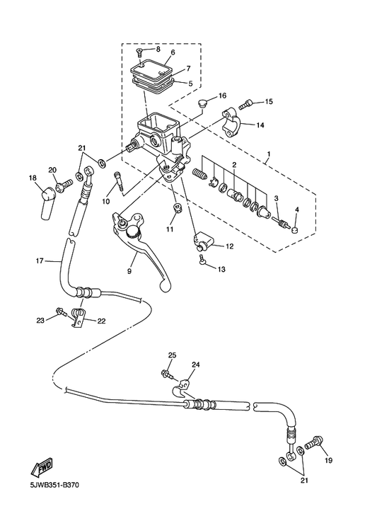 Yamaha 4KG-25867-00 Bracket, Master Cyl — shown on the Front Master Cylinder 2 parts diagram