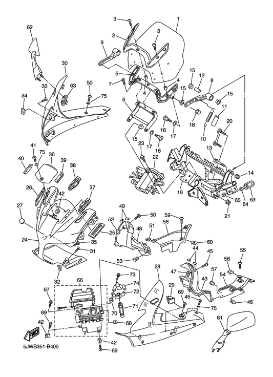 Yamaha 5VS-2830N-00 Box Sub Assy — shown on the Cowling 1 parts diagram