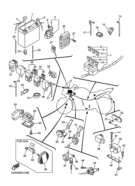 Yamaha 91317-04010 Bolt — shown on the Electrical 2 parts diagram