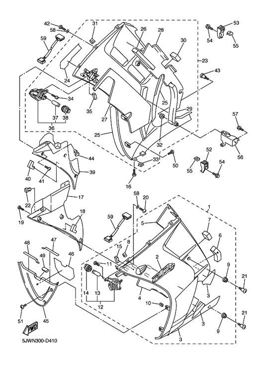 Yamaha 5JW-2836L-00 Panel, Inner 2 — shown on the Cowling 2 parts diagram