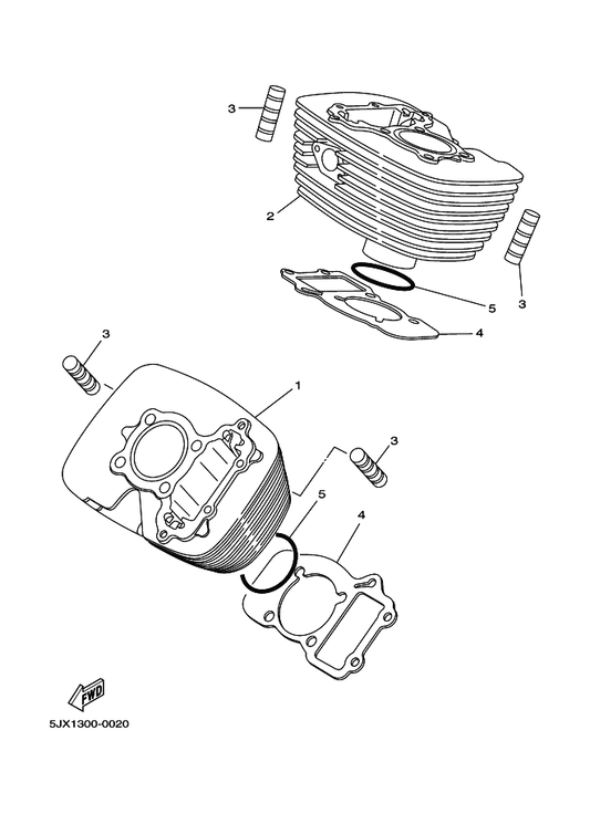 Yamaha 4RF-11351-00 Gasket, Cylinder — shown on the Cylinder parts diagram