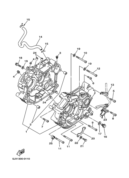 Yamaha 5JX-15100-00 Crankcase Assy — shown on the Crankcase parts diagram