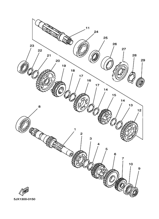 Yamaha 5JX-17402-00 Drive Axle Assy — shown on the Transmission parts diagram