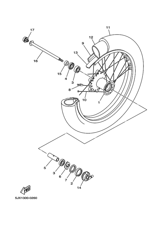 Yamaha 94416-18002 Rim (1.60-18) — shown on the Front Wheel parts diagram