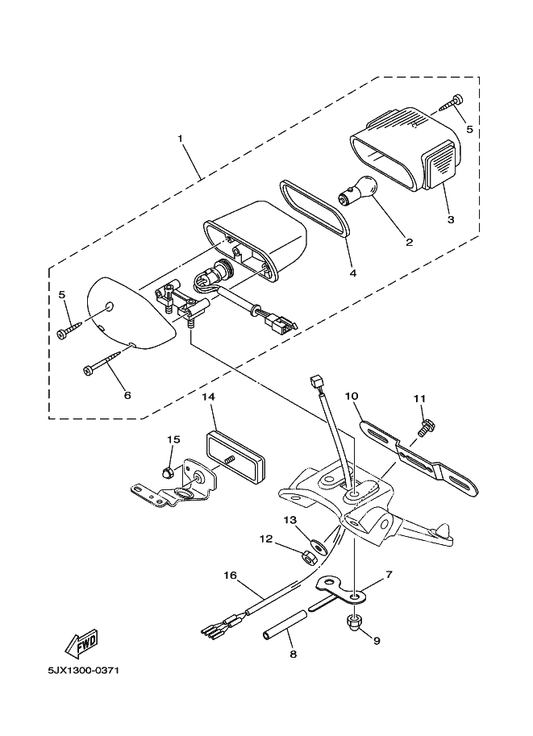 Yamaha 97707-40625 . Screw, Tapping — shown on the Taillight parts diagram