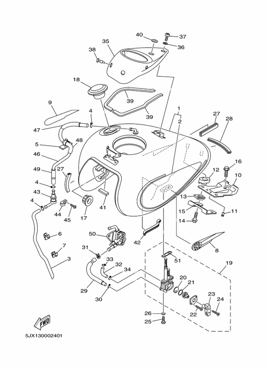Yamaha 5JX-21735-00 Seal 2 — shown on the Fuel Tank parts diagram