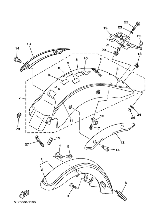 Yamaha 5JX-2162R-00 Fender 2 — shown on the Fender parts diagram