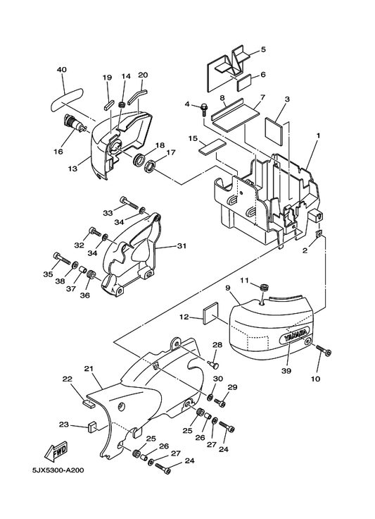 Yamaha 4GL-2177M-00 Damper, Locating 3 — shown on the Side Cover parts diagram
