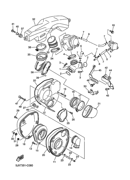 Yamaha 90209-06250 Washer — shown on the Intake parts diagram