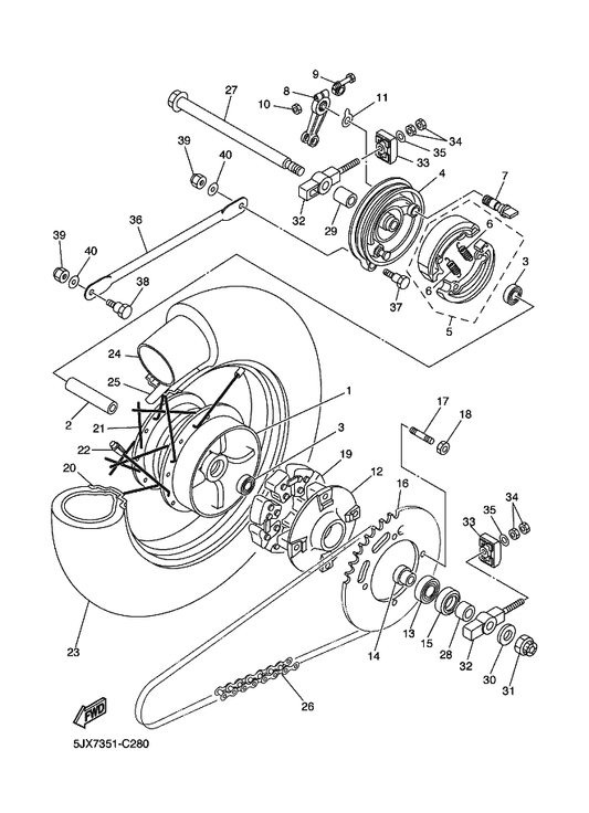 Yamaha 94113-151W8 Tire — shown on the Rear Wheel parts diagram