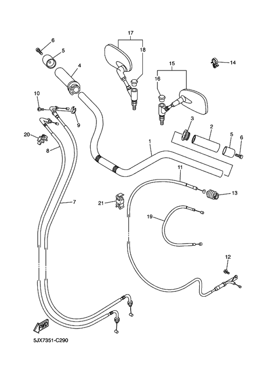 Yamaha 3JB-26273-00 Rotor — shown on the Steering Handle & Cable parts diagram