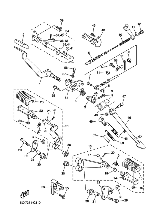 Yamaha 90153-06008 Screw, Hexagon — shown on the Stand & Footrest parts diagram