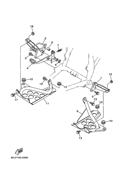 Yamaha 90249-14202 Pin — shown on the Stand & Footrest parts diagram